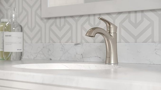 Pfister Weller Bathroom Sink Faucet, Single Handle, Single Hole or 3-Hole, Brushed Nickel Finish, LG42WR0K