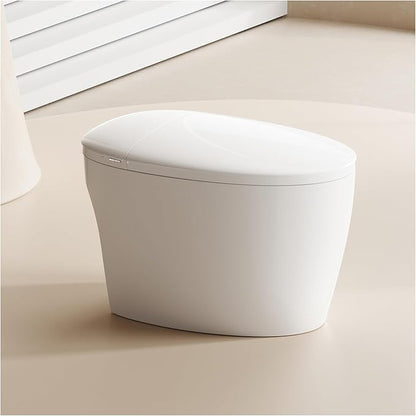 Smart Toilet with Basic Intelligent Function, Elongated Tankless Smart Toilet with Heated Seat, Auto Flush, Foot Kicking Flush, Night Light