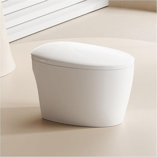 Smart Toilet with Basic Intelligent Function, Elongated Tankless Smart Toilet with Heated Seat, Auto Flush, Foot Kicking Flush, Night Light