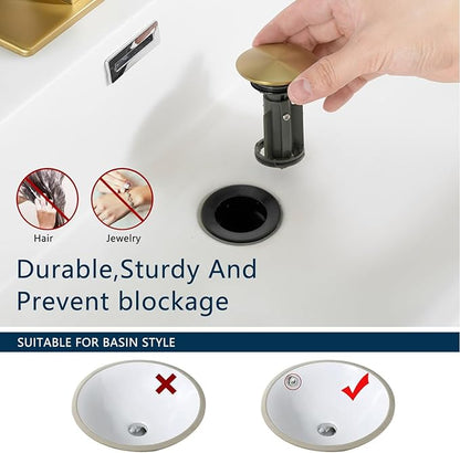 Brushed Gold Single-Handle Waterfall Bathroom Faucet with Pop-Up Drain