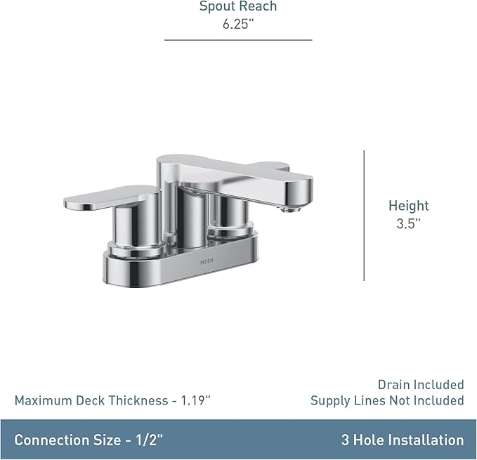 Moen Laris Two-Handle 4” Centerset Modern Bathroom Faucet, 84015
