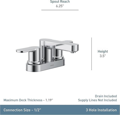 Moen Laris Two-Handle 4” Centerset Modern Bathroom Faucet, 84015