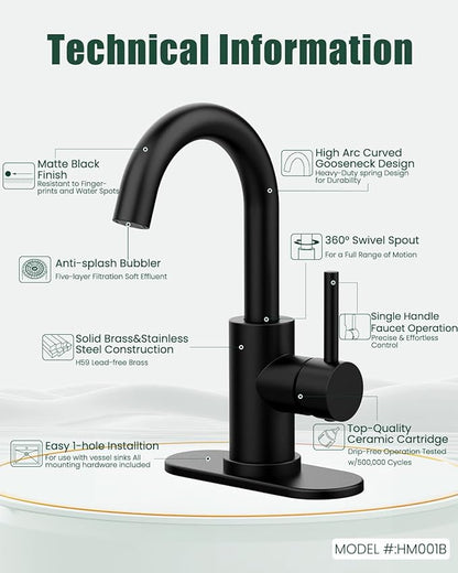 Black Bathroom Faucet Set, Single Handle Vanity Faucet for Bathroom Sink (1 Hole or 3 Holes), Stainless Steel Kitchen Faucet, Farmhouse Vanity Lavatory Faucets-2 Sets, Outdoor