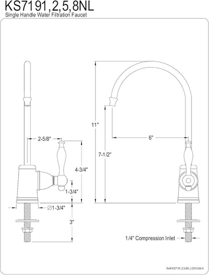 Kingston Brass Gourmetier KS7195NL Naples Single Handle Water Filtration Faucet, Oil Rubbed Bronze
