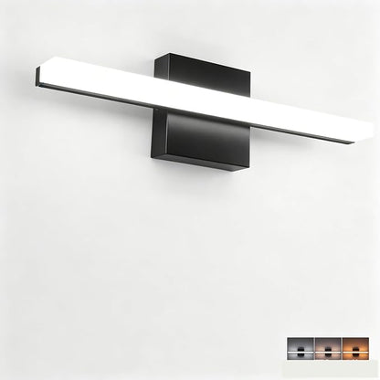 16 Inch Matte Black LED Bathroom Vanity Light, 3CCT 3000K/4000K/6000K Over Mirror Wall Sconce, Modern Hardwired Bathroom Mirror Lighting Fixture