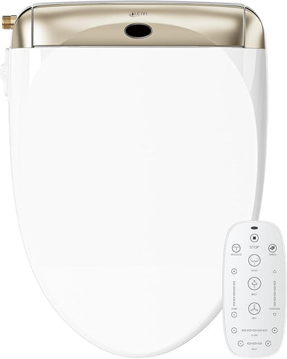 LEIVI Electric Bidet Toilet Seat with Wireless Remote and Side Panel, Multiple Spray Modes, Adjustable Heated Seat, Warm Water and Air Dryer, Auto LED Nightlight, Elongated
