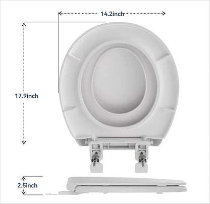 Round Toddler Toilet Seat Adult/Child,Built-In Potty Training Seat, Soft Quiet Close Non-Slip Seat, Easy to Install & Clean,Magnetic Kids Seat and Cover,White