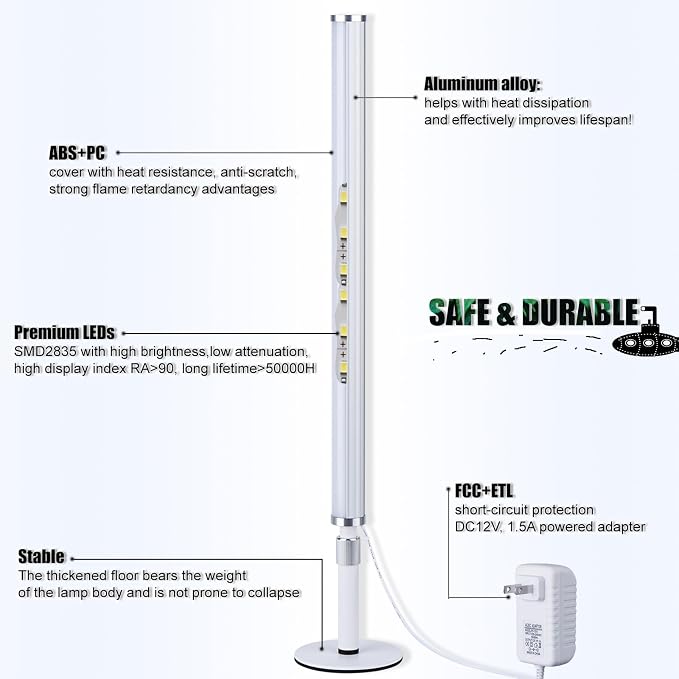 LED Vanity Lights for Mirror, Ultra bright/RA90/6000K/Dimming/Timer Makeup Lights, Height Adjustable 12V/18W Fill Light for Mirror, for Make up, Photography, Video Recording Conference Lighting