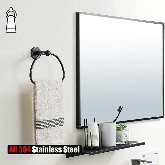 JQK Bathroom Hardware Set Oil Rubbed Bronze, 5-Piece Bath Accessories Set ORB Wall Mount includes 24 in Towel Bar, 7 in Towel Ring, Toilet Paper Holder, 2 Towel Hooks, BAS165-ORB