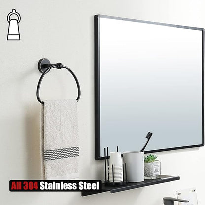 JQK Bathroom Hardware Set Oil Rubbed Bronze, 5-Piece Bath Accessories Set ORB Wall Mount includes 24 in Towel Bar, 7 in Towel Ring, Toilet Paper Holder, 2 Towel Hooks, BAS165-ORB