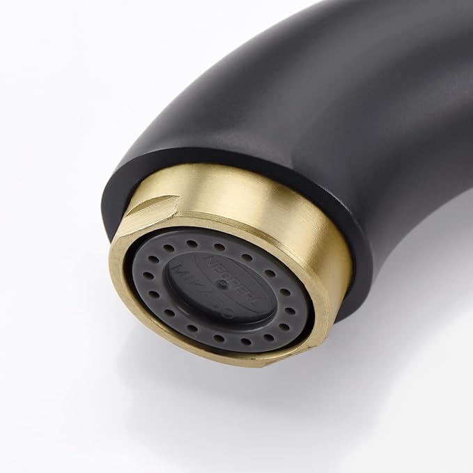 sumerain 8 Inch Widespread Bathroom Faucet 3 Hole Vanity Faucet SUS 304 Stainless Steel, Black&Gold