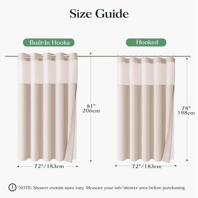 Blush Pink Hook Free Waffle Shower Curtain & Snap-in Liner,72x81 | Less Time to install, 3 in 1 Fabric Shower Curtain and Liner Set with Magnets, Long, Shower Curtains for Bathroom
