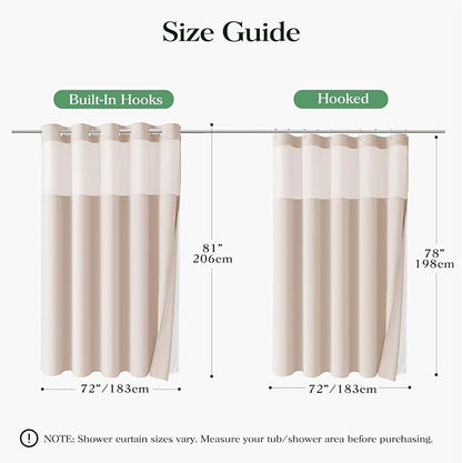 Blush Pink Hook Free Waffle Shower Curtain & Snap-in Liner,72x81 | Less Time to install, 3 in 1 Fabric Shower Curtain and Liner Set with Magnets, Long, Shower Curtains for Bathroom