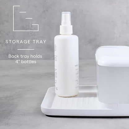 YouCopia HideAway Counter Caddy, Bathroom Vanity Countertop Organizer Tray with Adjustable Dividers and Lid