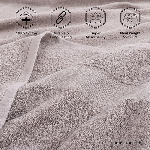 LANE LINEN Bath Towel Set 100% Cotton 18 Piece Soft Absorbent - Platinum