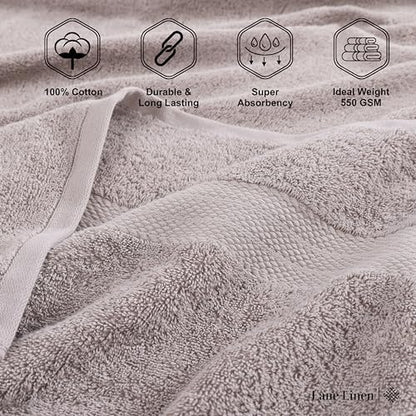LANE LINEN Bath Towel Set 100% Cotton 18 Piece Soft Absorbent - Platinum