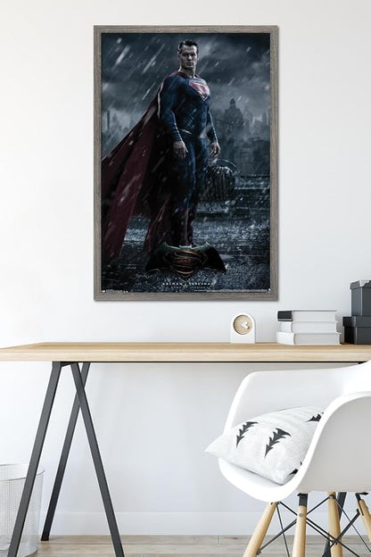 Trends International DC Comics Movie - Batman v Superman - Superman Wall Poster, 22.375" x 34", Barnwood Framed Version