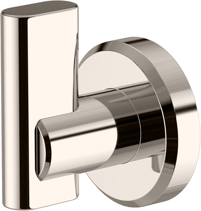 Gatco 5475 Locke Single Robe Hook, Wall Mounted Hook for Bathroom Towels & Robes, Polished Nickel