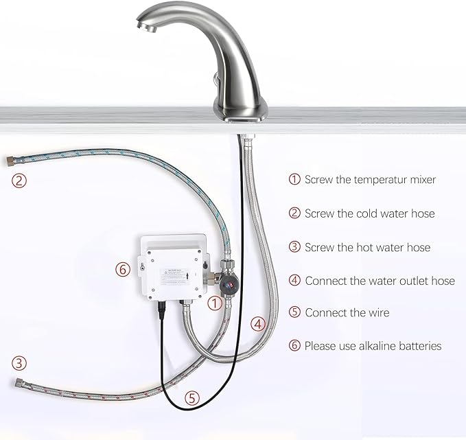 Charmingwater Touchless Bathroom Sink Faucet with Automatic Sensor, Motion Bathroom Faucet with Hole Cover Plate, Brushed Nickel