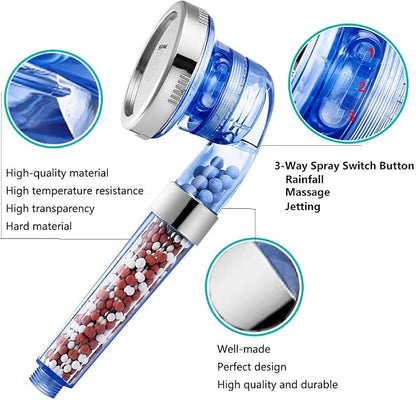 Nosame Shower Head, Filter Filtration High Pressure Water Saving 3 Mode Function Spray Handheld Showerheads 1.6 GPM for Dry Hair & Skin SPA | Filter Filtration High Pressure Water Saving 3 Mode Function Spray Handheld Showerheads 1.6 GPM for Dry Hair &...
