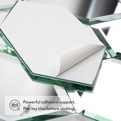 Peel and Stick Beveled Mirror Tile, Mirror Backsplash for Kitchen Bathroom Wall, 4x7.87 Inches Hexagon, Silver (30 Pcs, 4.8 SQ.FT.)