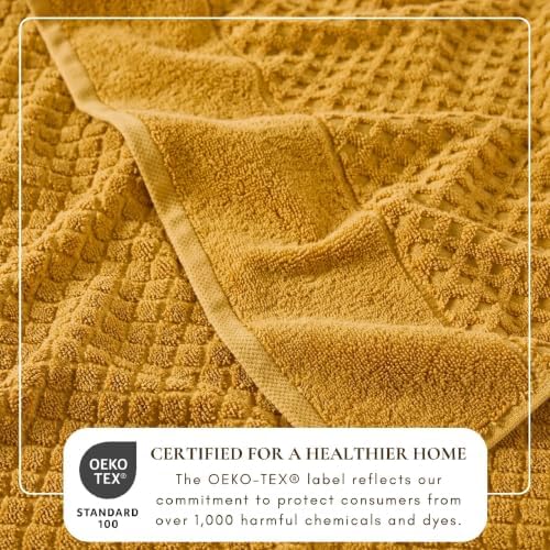 Great Bay Home Bath Towels - 100% Cotton 6 Piece Bath Sheet Set - Diamond Waffle Weave - Absorbent, Durable, Quick-Dry Towels for Bathroom (Marigold)
