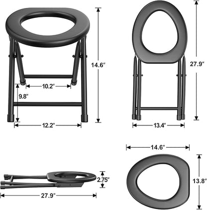 BLIKA Portable Toilet for Camping & Travel - 300LBS Weight Capacity, Folding Toilet with Removable Plastic Ring and Bags
