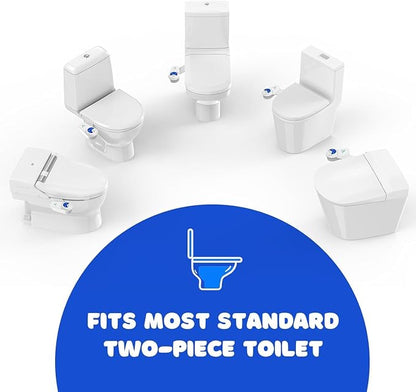 Bidet Attachment for Toilet Seat, Non-Electric Cold Water Bidet with Pressure Controls, Dual Nozzles for Frontal & Rear Wash, Retractable Self-Cleaning for Female & Old- White