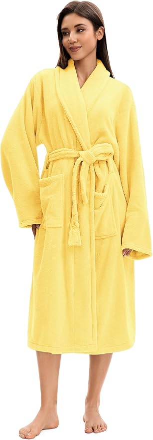 Soft Robe For Women，Warm Plush Bath Robes Female，Spa Towel After Shower Lightweight Long Bathrobe
