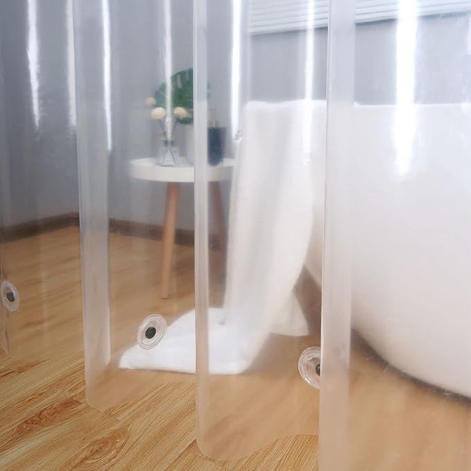 AooHome Eva Clear 54x72 Inches Shower Curtain Liner, See Through Clear 8G Bathroom Shower Curtain, Narrow Shower Liner, Heavy Duty, Water Repellent, Rust Proof Grommets