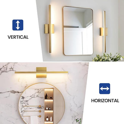 Epinl Gold Bathroom Light Fixtures - 24 inch Brushed Gold Vanity Light for Bathroom Over Mirror Dimmable 5CCT LED Light Bar Modern Lighting Fixture for Bathrooms Bedroom Living Room