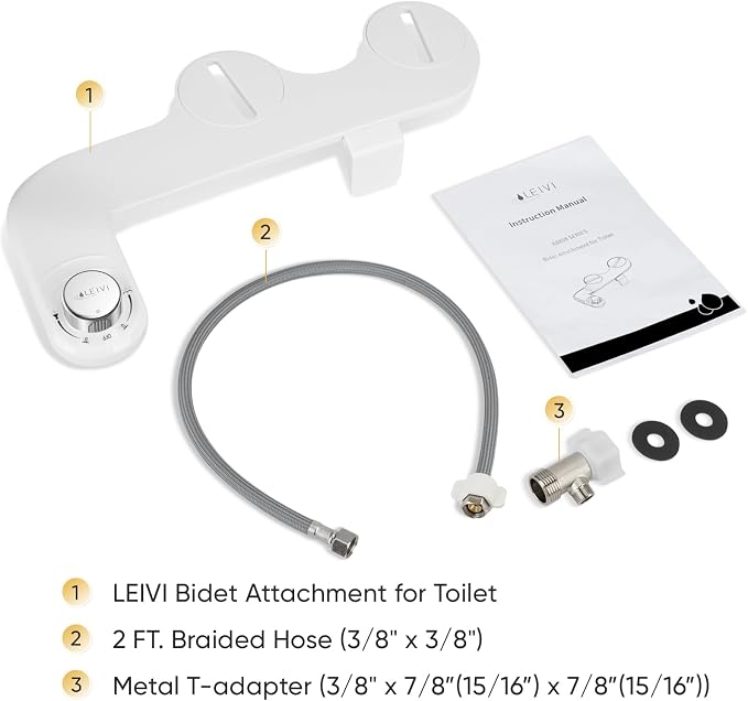 Bidet Attachment for Toilet, Ultra-Slim Bidets for Existing Toilets with Dual Nozzle, Hygienic Toilet Bidet, Fresh Cold Water Sprayer, Adjustable Water Pressure