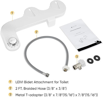 Bidet Attachment for Toilet, Ultra-Slim Bidets for Existing Toilets with Dual Nozzle, Hygienic Toilet Bidet, Fresh Cold Water Sprayer, Adjustable Water Pressure