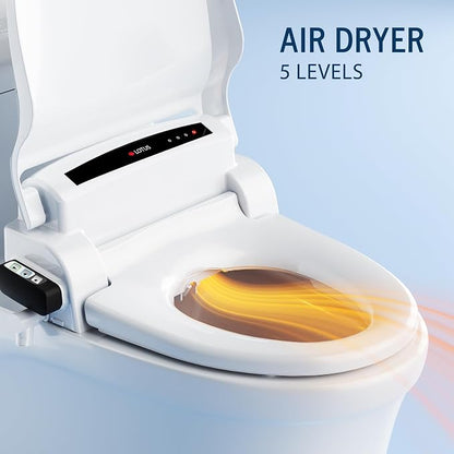 Lotus Bidet ATS-1000 Round with Enema Wash (Purestream) for constipation relief, Heated Seat With Remote Control, Temperature Controlled Wash, Warm Air Dryer, Easy DIY Installation, Made in Korea