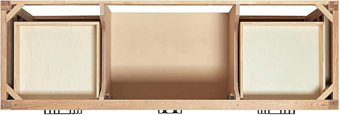 ARIEL Cambridge 66-inch Bathroom Vanity Base Cabinet,Solid Wood, 2 Soft Closing Doors, 9 Dovetail Drawers, White Oak