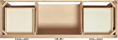ARIEL Cambridge 66-inch Bathroom Vanity Base Cabinet,Solid Wood, 2 Soft Closing Doors, 9 Dovetail Drawers, White Oak
