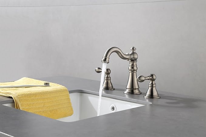 8 Inch Two-Handle Widespread Bathroom Faucet with Pop up Drain, Brushed Nickel Bathroom Sink Faucet 3 Hole,High Arc Swivel Spout Lavatory Faucet,F-8805-BN