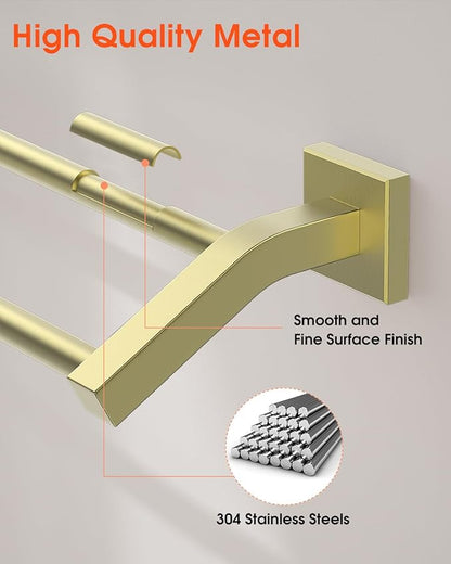 Alise Bath Double Towel Bars Towel Racks for Bathroom,Wall Mount Towel Holder Heavy Duty SUS304 Stainless Steel Towel Hanger Rail,Gold Finish 32-Inch