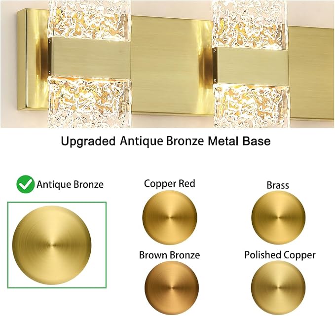 Bathroom Vanity Light Fixture, Modern Brushed Gold LED Vanity Light, Dimmable 24W LED Wall Sconce Lighting for Bathroom, Bedroom, Perfect for Makeup & Shaving