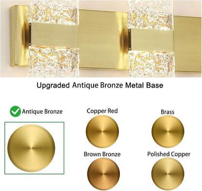 Bathroom Vanity Light Fixture, Modern Brushed Gold LED Vanity Light, Dimmable 24W LED Wall Sconce Lighting for Bathroom, Bedroom, Perfect for Makeup & Shaving