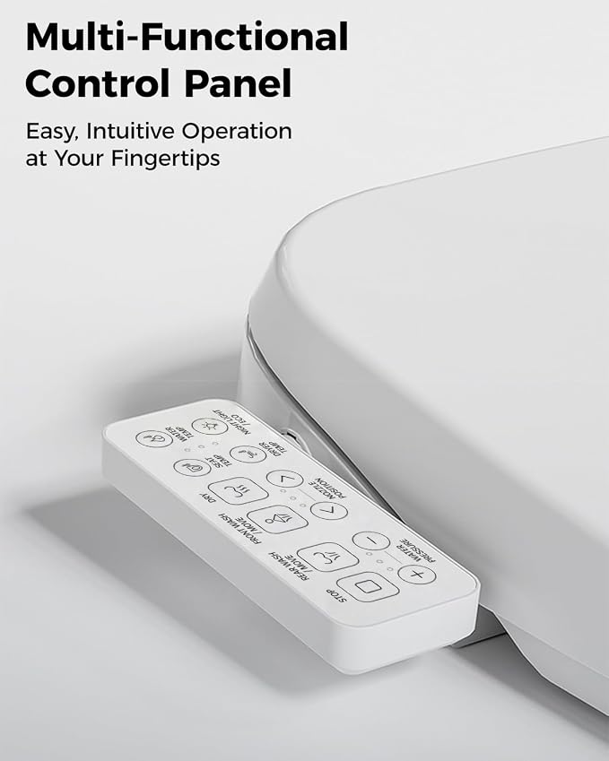 GAICOM Bidet Toilet Seat Elongated, Electric Smart Heated Toilet Seat | Instant Warm Water & Dryer, Multiple Cleaning Modes, Side Control, Self-Clean Nozzle, Quiet-Close, Easy Installation