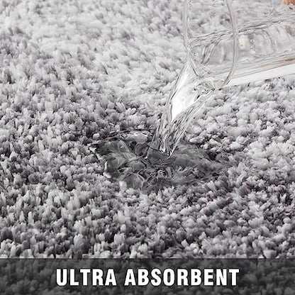 TECHMILLY Super Soft Shaggy Bathroom Rugs, Absorbent Thick Non Slip Microfiber Bath Rugs, Quick Dry Machine Washable Bath Mat for Bathroom Floor, Bathtub and Shower 17"x24"