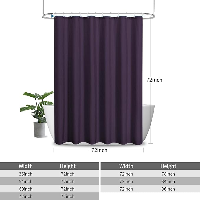 Waterproof Fabric Shower Curtain,No Liner Needed,72x72,Purple | 2-in-1 Design,Linen Textured,100% Waterproof TPU-Laminated Backing,Magnetic Weighted,Machine Washable,For Bathroom,Hotel
