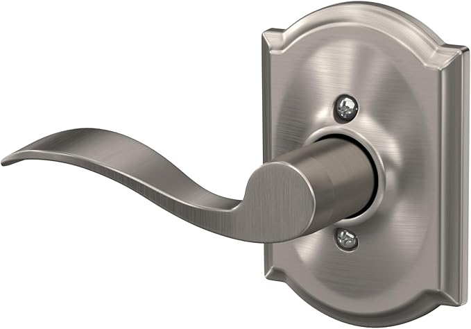 Schlage F170 ACC 619 CAM RH Right Handed Accent Door Lever with Camelot Trim, One Sided Non-Turning Dummy Door Handle, Satin Nickel