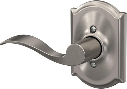 Schlage F170 ACC 619 CAM LH Left Handed Accent Door Lever with Camelot Trim, One Sided Non-Turning Dummy Door Handle, Satin Nickel