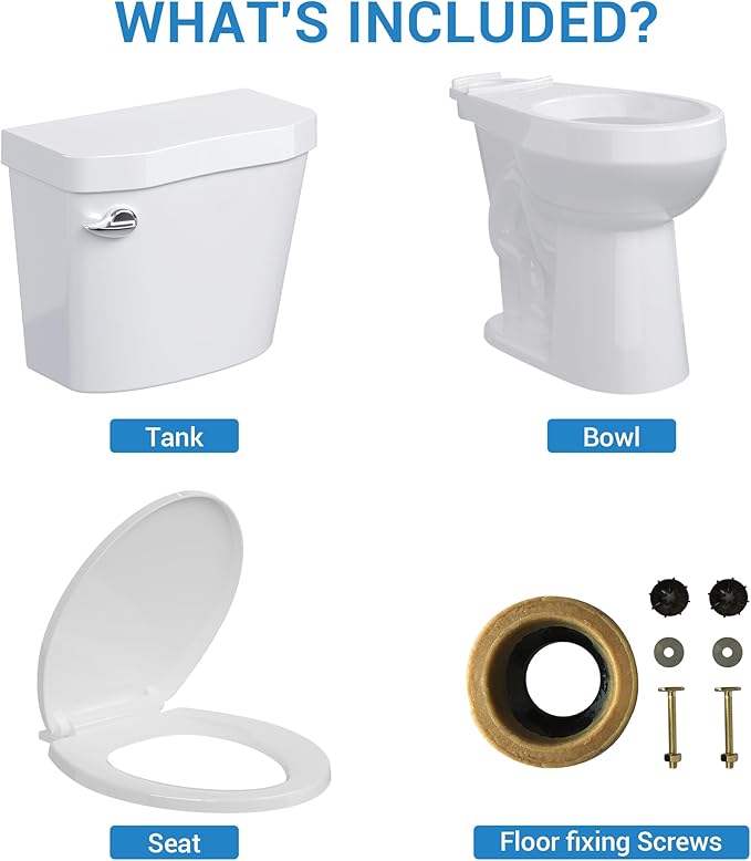 Two-Piece Toilets for Bathrooms, Height 21" Extra Tall, Round with Soft Close Seat, Power Flush 1.28 GPF