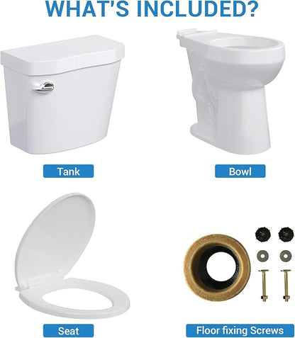 Two-Piece Toilets for Bathrooms, Height 21" Extra Tall, Round with Soft Close Seat, Power Flush 1.28 GPF