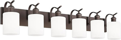 Modern 6-Light Vanity Fixture with Frosted Glass, Wall Mount Over Mirror, Oil Rubbed Bronze,VL01ORBW-6