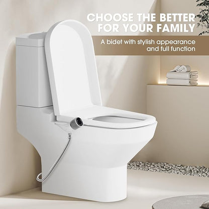 Bidet Attachment for Toilet Seat,Non-Electric Self-Cleaning Dual Retractable Nozzles,Easy to Install,Adjustable Water Pressure for Rear and Feminine Wash