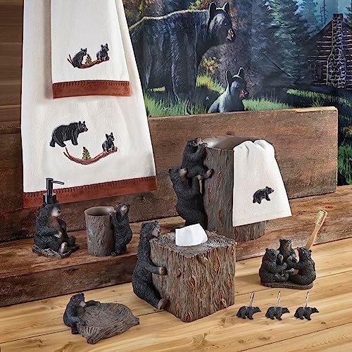Avanti Linens - Waste Basket, Decorative Trash Can, Animal Inspired Home Decor (Black Bear Lodge Collection)